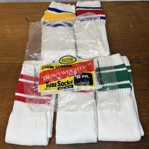 Vtg 80s Striped Tube Socks 5Pk Kmart Tube Socks USA Made Men 10-13